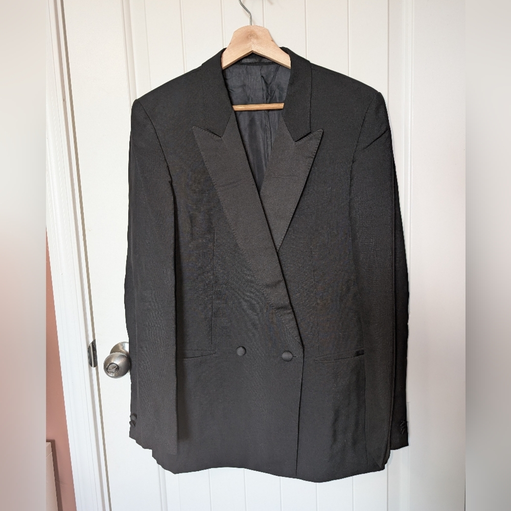 Vintage Modesto Bertotto Men’s Italian Wool/Mohair Blend Blazer Black